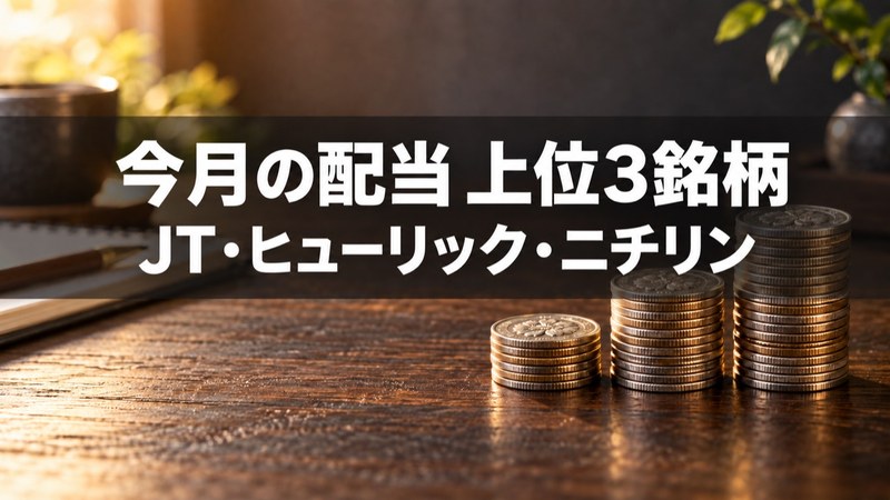 今月の配当上位3銘柄、JT、ヒューリック、ニチリン